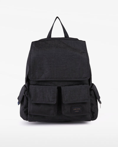 CARGO LAPTOP BACKPACK - Pre-Order (Black) - Zimego Co. Black CARGO LAPTOP BACKPACK - Front View