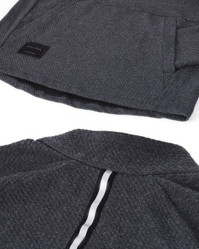 ZIMEGO Men's Slim Roadtripper Half Zip Pullover Long Sleeve Sweatshirt - Zimego Co. Charcoal Detail View