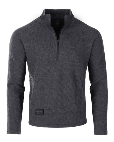 ZIMEGO Men's Slim Roadtripper Half Zip Pullover Long Sleeve Sweatshirt - Zimego Co. Charcoal Front View