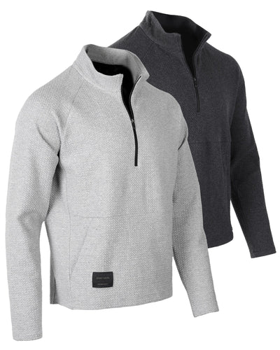 ZIMEGO Men's Slim Roadtripper Half Zip Pullover Sweatshirt Pack of 2 - Zimego Co. Charcoal and Heather Grey