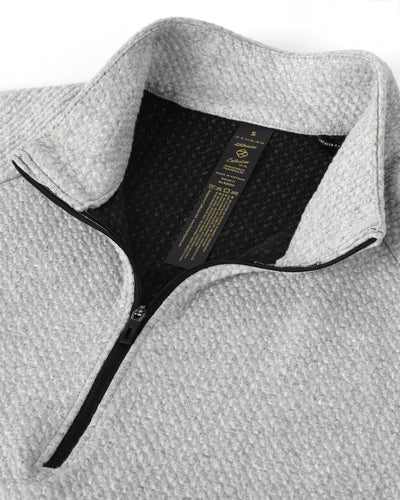 ZIMEGO Men's Slim Roadtripper Half Zip Pullover Sweatshirt Zimego Co. Heather Grey Zip Up View